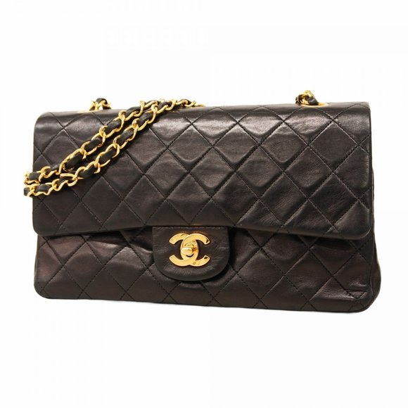Chanel Matelasse Shoulder Bag with Double Flap and Chain, Lambskin, Black, Wo... - Picture 1 of 12
